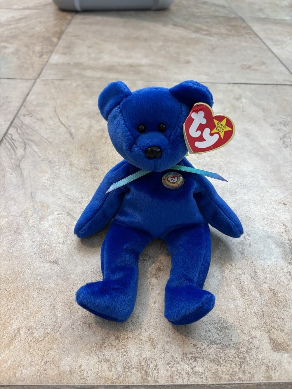 Vintage Ty Beanie Babies Blue Clubby, Official Club Bear 1998 With All Tags